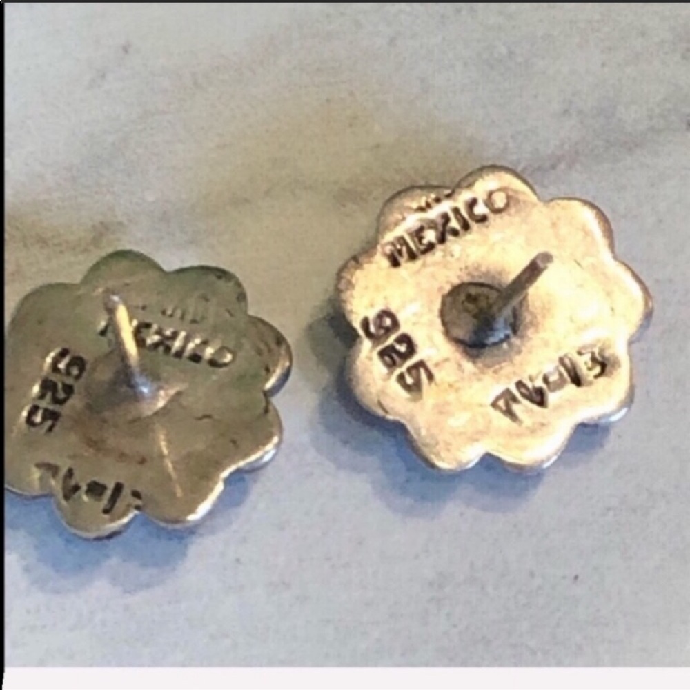BOHO-VTG 925 Silver Floral Mexico/Mexican Post Earrings - Picture 4 of 5